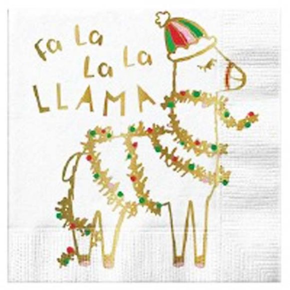 FA La La Llama Holiday Beverage Paper Napkins - Picture 1 of 1